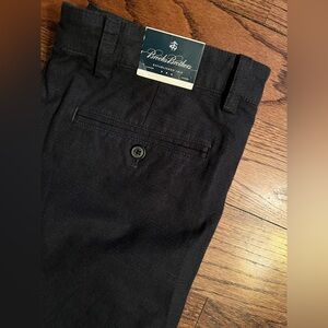 NWT Brooks Brothers Dark Navy Blue Glen Plaid Cotton Chino Trousers.  Size 32